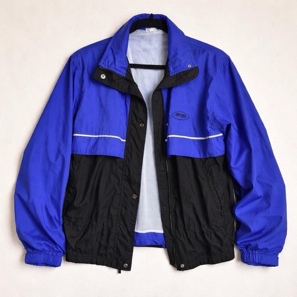 Vintage Brooks Colorblock Running Windbreaker Jacket Mens L Blue‎ Black Gorpcore